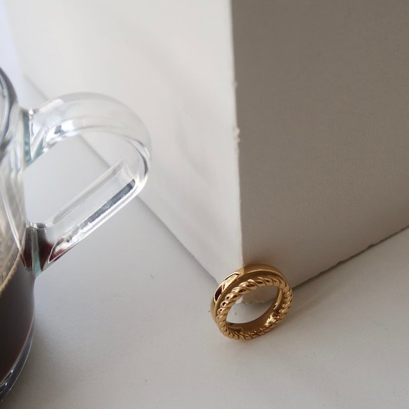 NEW 18K Gold Plated Double Layer Open Ring 0 - Picture 6 of 7